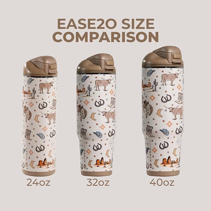 HydroJug Ease2o Water Bottle with Straw & Chug Lid, Stainless Steel, Vented Cap to Help Reduce Pressure, Water-Level Window, Cup Holder Friendly, Non-Slip Base – 24oz, Mesa