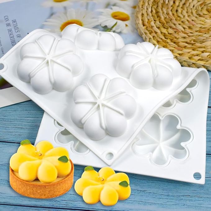 Flower Donut Silicone Mold Fondant Cake Mold DIY Chocolate Baking Tools Cake Decoration Accessories Bakeware (Flower A_11.8 x6.88 x0.8inch)