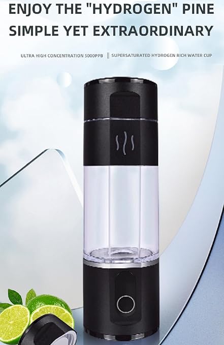 Hydrogen Rich Water Bottle Generator Max Concentration Molecular Up to 5000PPB Portable Hydrogen Water Maker Machine | PEM Membrane & SPE Technology Ionizer Type-C Recharge New (Black)