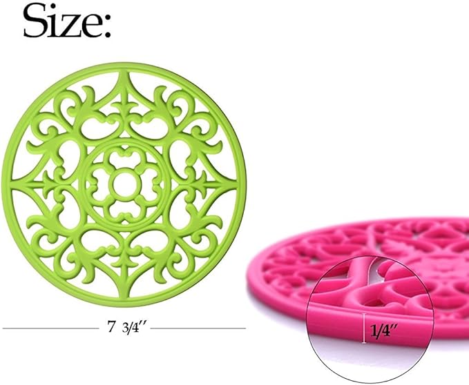 ME.FAN Trivets for Dishes/Pots/Pans, 3 Pcs Silicone Mats, Flexible/Durable/Non Slip Hot Pads to Protect Table and Counter Top (Olive Green)