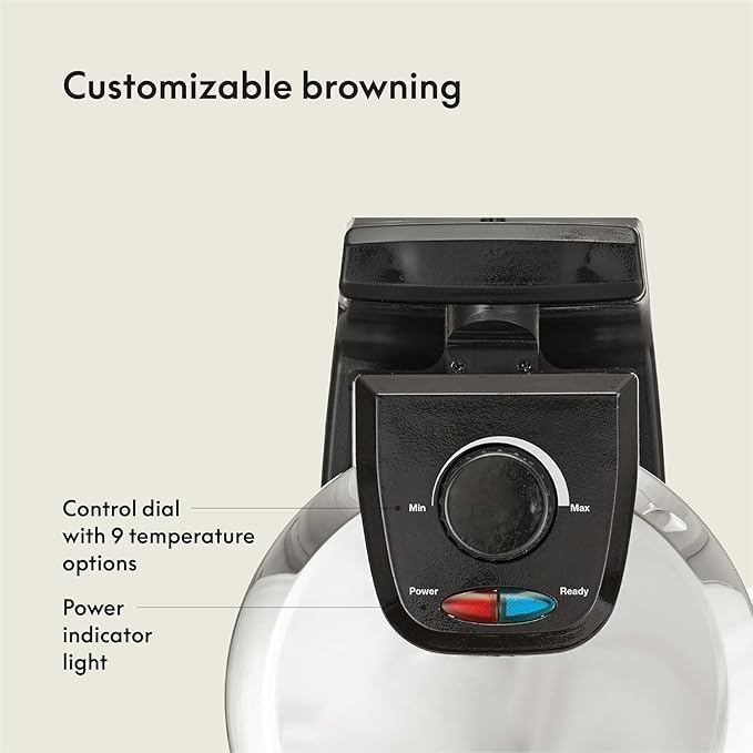 bella Classic Rotating Belgian Waffle Maker with Nonstick Plates, Removable Drip Tray, Adjustable Browning Control and Cool Touch Handles, Stainless Steel