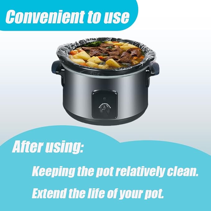 Slow Cooker Liners 40 Count Cooking Bags Extra Large Size Disposable Pot Liners, Fit 6QT to 10QT for Slow Cooker Cooking Trays Suitable for Oval & Round Pots 14"x 22", 40 Liners