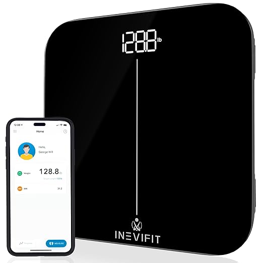 INEVIFIT Smart Premium Bathroom Scale, Highly Accurate Bluetooth Digital Bathroom Body Weight Scale, Precisely Measures Weight & BMI for Unlimited Users