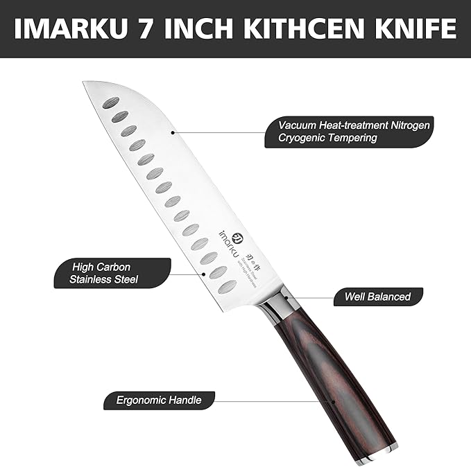 imarku Chef Knife 7 Inch Kitchen Knife Ultra Sharp Santoku Knife - High Carbon Japanese Chefs Knife, Kitchen Gadgets 2025, Apartment Essentials, Birthday Gifts for Him Her, Best Gifts for Women Men