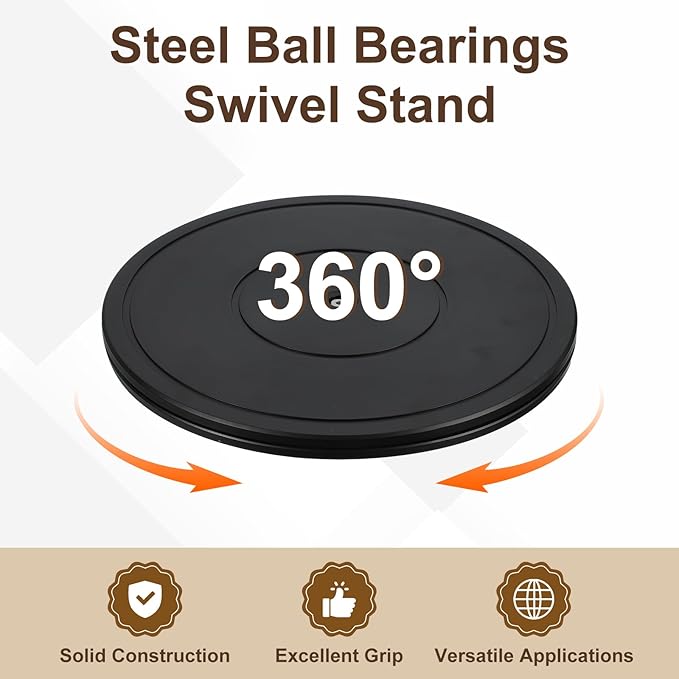 uxcell 3Pcs 12 Inch Rotating Swivel Stand with Steel Ball Bearings, 360 Degree Rotating Lazy Susan Turntable Organizer Round Rotating Plate for TV Sculpture Computers Monitor, Black