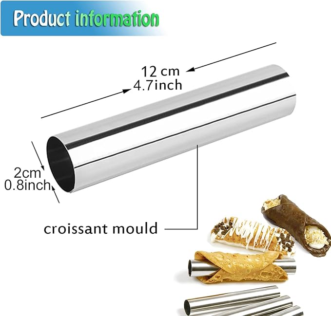 Non-stick Cream Horn Molds Stainless Steel, FantasyDay 4.72 inch Large Size Cannoli Tubes Kit Pack of 12 Baking Cones Pastry Roll Horn Croissant Mold - Christmas Anniversary Free Standing Cone Shape
