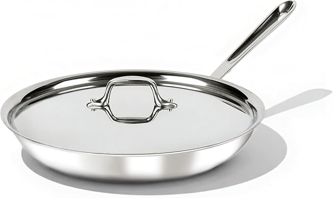 All Clad- D3 12-inch Stainless Steel Frying Pan- 3-Ply Made in USA Cookware-Built to Outlast since 1971- Oven Safe- Induction Compatible