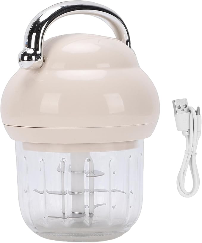 Generic Electric Garlic Chopper, 21000 RPM Portable Veggie Chopper Garlic Onion Grinder Masher, Cordless Mini Baby Food Processor, for Ginger, Chili, Fruit, 350ML