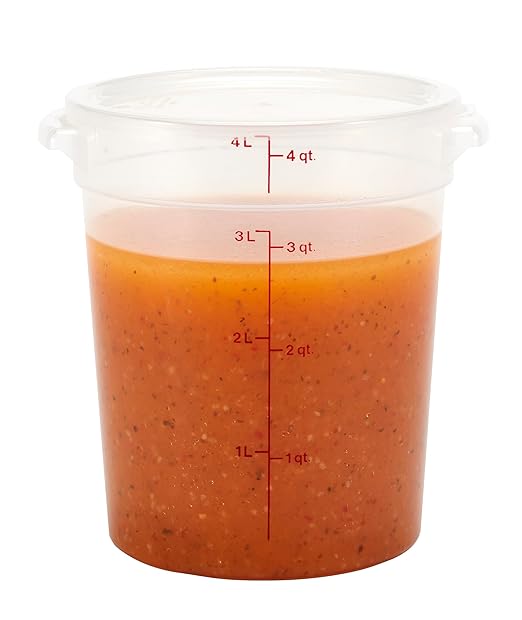 Cambro Food Storage Containers with Lids (BPA-Free) - 4 Quart - Food Grade Buckets with Lids (2 Pack) - For Dough Proofing and Brining (Translucent)