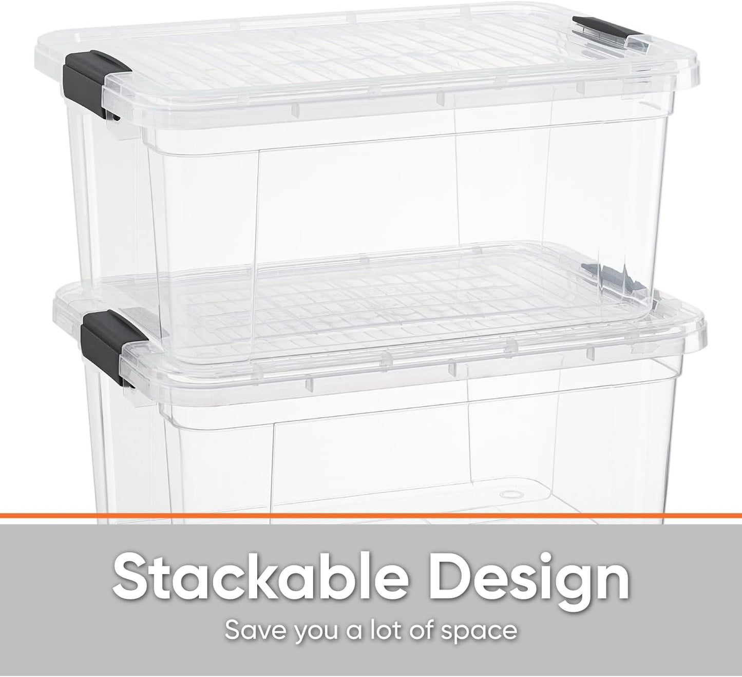 Superio Clear Storage Boxes with Lids, 6.75 Quart Plastic Container Bins for Organizing, Stackable Crates, BPA Free, Non Toxic, Odor Free, Organizers for Home, Office, School, and Dorm