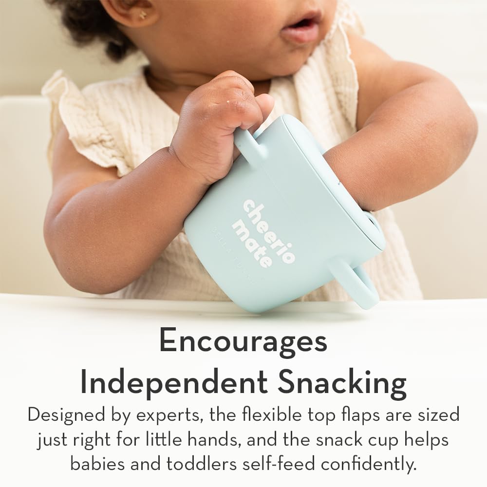 Snack Cups for Toddlers by Bella Tunno, Silicone Spill Proof Food Container with Lid, Babies & Kids 6-12 Months, Cheerio Mate