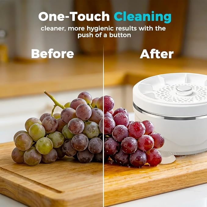 Fruit and Vegetable Washing Machine, 2026 New Fruit Cleaner Device Waterproof Fruit and Vegetable Purifier Clean Produce with Titanium Electrolysis Purification for Home Kitchen (1)