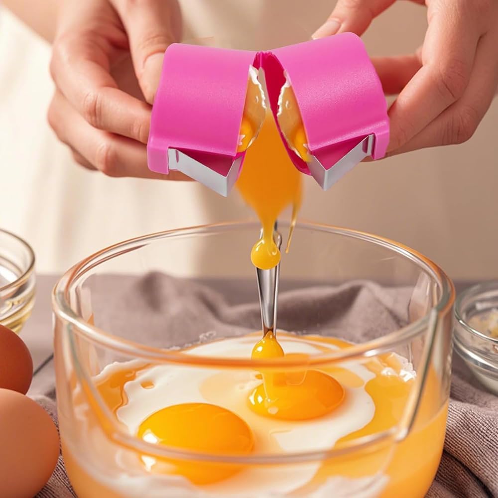 2 Pcs Egg Shell Opener Remover, Eggs Peeler Separator for Boiled and Raw Eggs, Stainless Steel Eggshell Cutter Kitchen Tools for Cooking and Breakfast Prep (Orange)