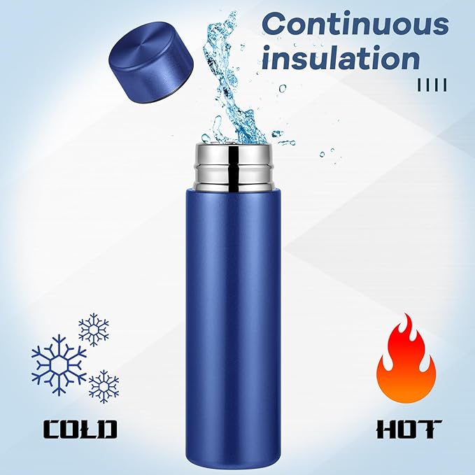 Irenare 5oz Mini Water Bottle Mini Insulated Stainless Steel Bottle Purse Water Bottle Cute Leak Proof Flask Keeps Drink Cold and Hot for Purse Women(Dark Blue,1 Piece)