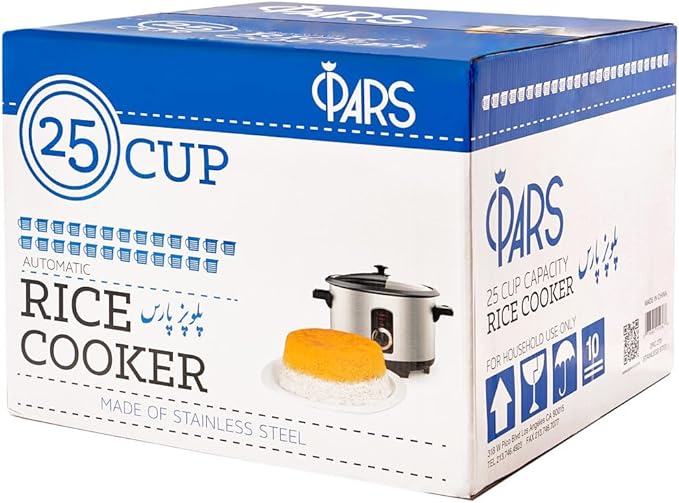 Pars Automatic Persian Rice Cooker - Tahdig Rice Maker Perfect Rice Crust, 25 Cup