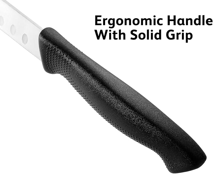 Carving Knife 14-Inch with Razor Sharp Granton Edge for Turkey, Ham, Meat Slicing and Cutting – NSF Certified, German Stainless Steel Blade, Black