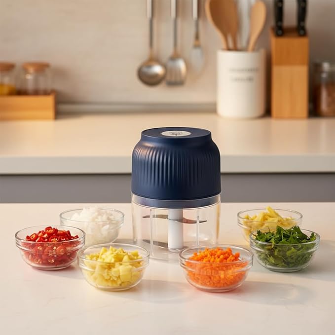 2026 Upgraded Household Electric Garlic Crusher, Capacity Electric Garlic Chopper, Mini Portable Veggie Cutter, 4 Sharp Stainless Steel Blades Mini Electric Food Chopper, Easy to Clean (White-2pcs)