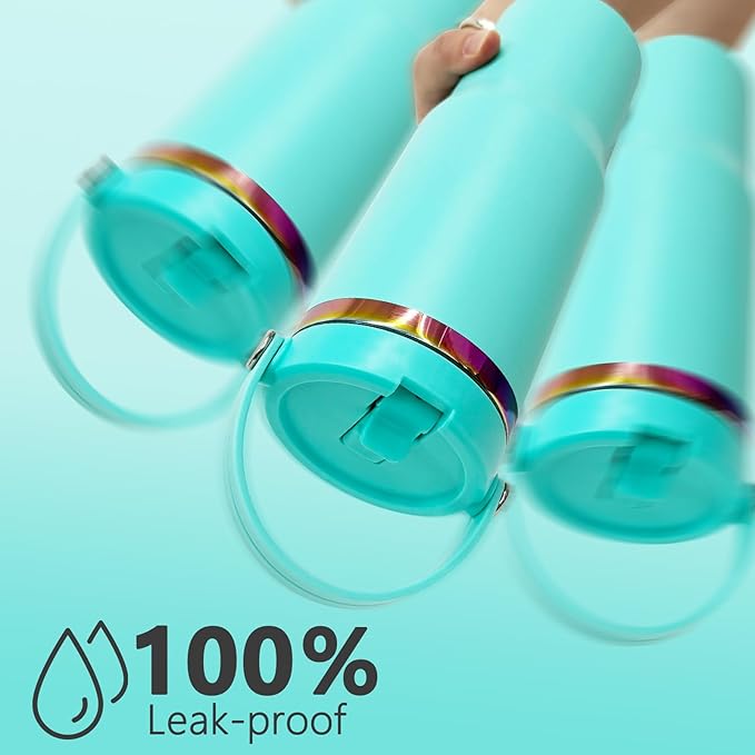 30 oz Tumbler with Handle and Straw, Vacuum Insulated Tumblers with Flip Straw and Top Handle, Leakproof Powder Coated Tumbler, Stainless Steel Travel Mug for Coffee Water (Blue)