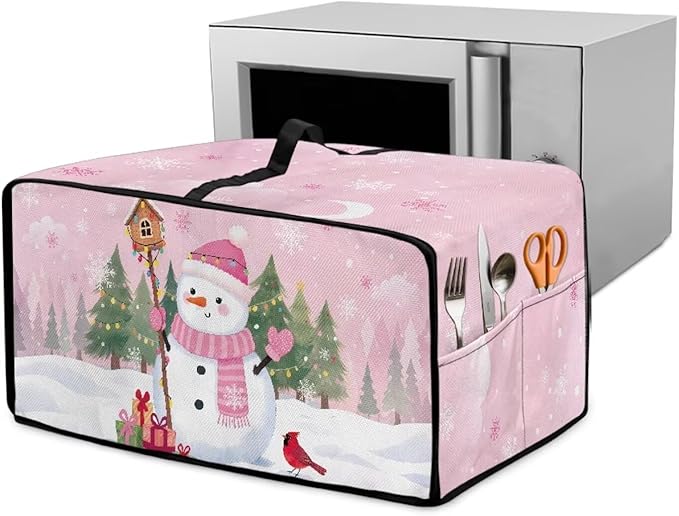 Air Fryer Toaster Oven Dust Cover Washable Convection Oven Cover Stylish Kitchen Appliance Protector Decorations Countertop Accessories, L, Snowman Northern Cardinal Pink