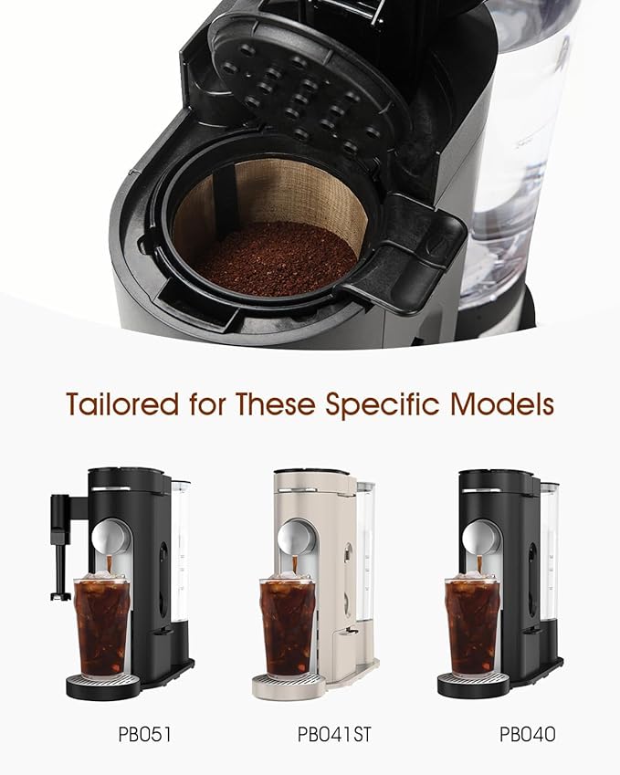 Permanent Coffee Filter for Ninja PB051 / PB040 / PB041ST - Compatible with Ninja Pods & Grounds Coffee Maker - Reusable Gold 304 Stainless Steel Mesh - Eco-Friendly Coffee Pod Accessory (2, Black)
