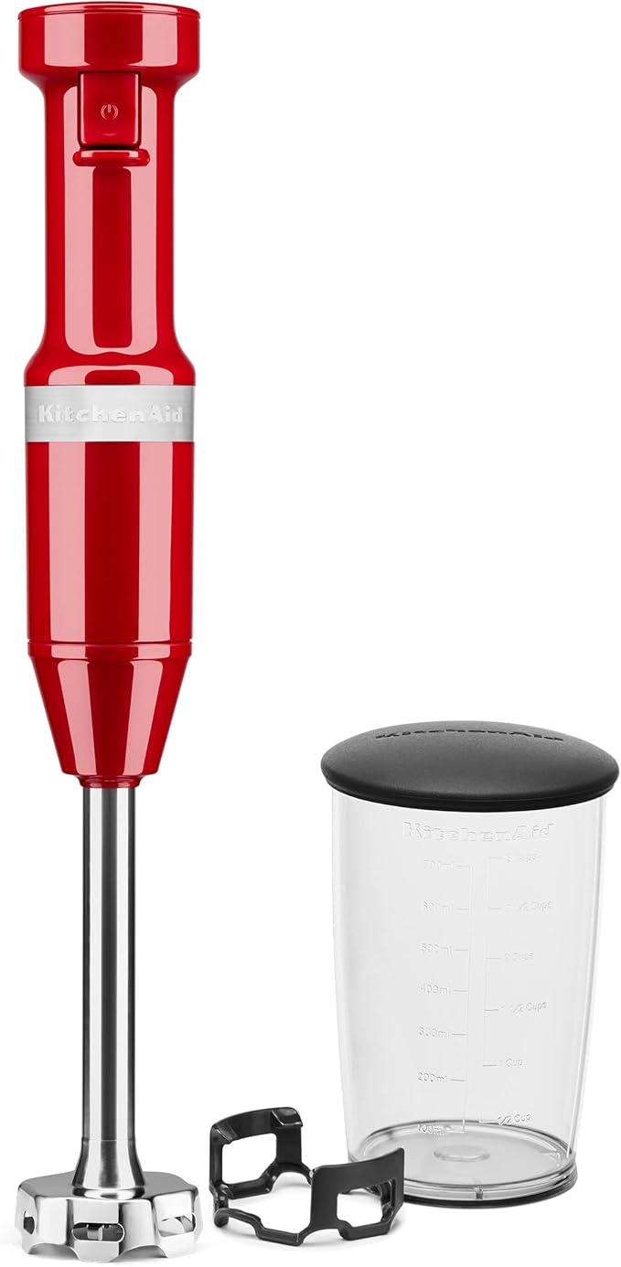 KitchenAid KSMPDX Pasta Deluxe Set Stand Mixer Attachment, 5 Piece, Stainless Steel & Variable Speed Corded Hand Blender KHBV53, Empire Red