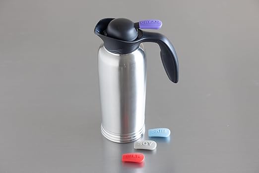 Service Ideas 10-00744-004 ErgoServ Creamer with ID Socks, 1 Liter, Brushed Stainless/Black