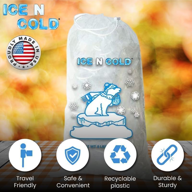Ice Bags with Drawstring Closure | 20lb, 250ct/cs | 50 mic Thickness | Portable Storage and Freezer Keeper