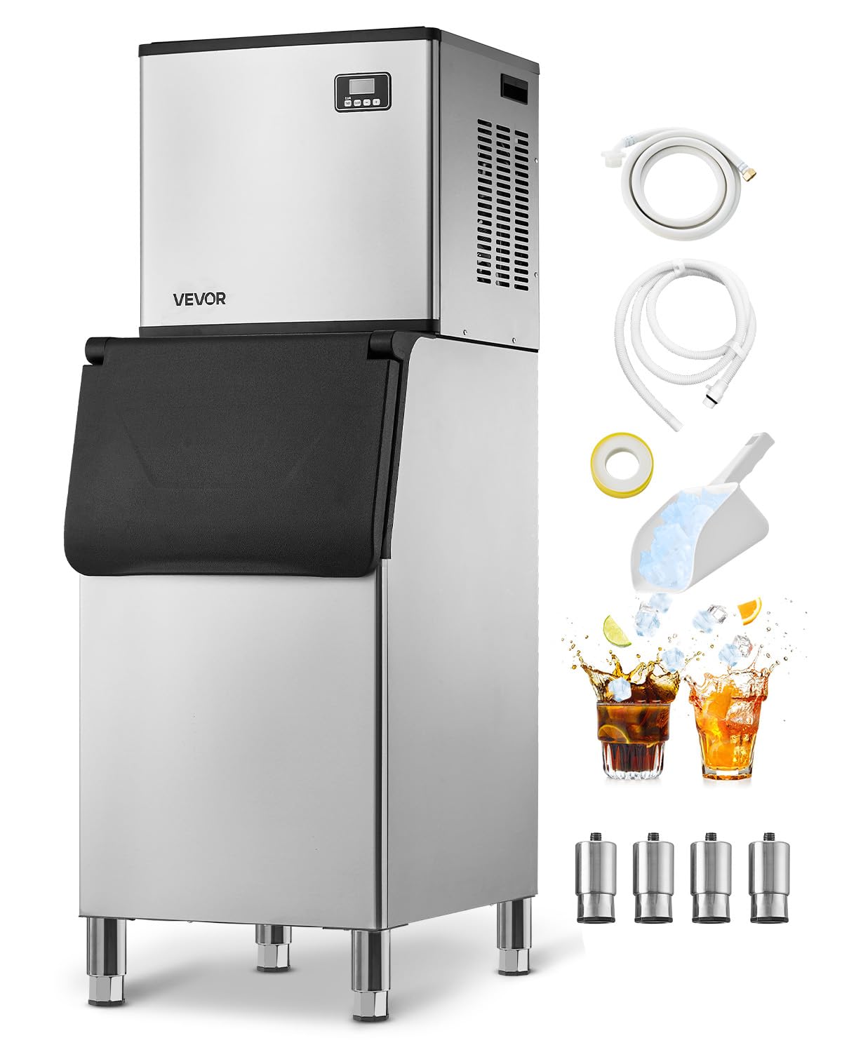 VEVOR Commercial Ice Maker Machine, 400LBS/24H Ice-Making Machine with 300LBS Large Storage Bin, Auto Self-Cleaning Ice Maker with Touchscreen for Bar Cafe Restaurant Business Commercial