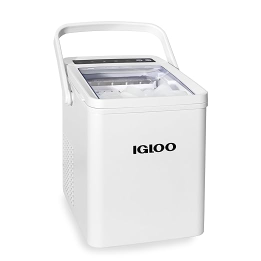 Igloo Automatic Self-Cleaning Portable Electric Countertop Ice Maker Machine With Handle, 26 Pounds in 24 Hours, 9 Ice Cubes Ready in 7 minutes, With Ice Scoop and Basket, White
