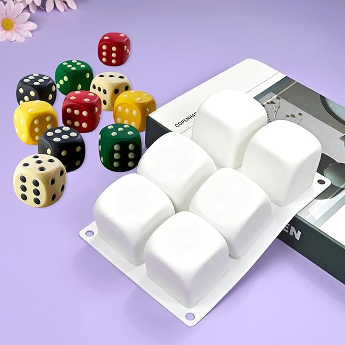 mostsom Silicone Molds Mousse Mold Silicone Pastry Mold 6 Cavity 3D Dice Dessert Mousse Cake Molds for Baking DIY Craft Soap Candle Mold Cake Decoration Tools (A_ Dice Shape)