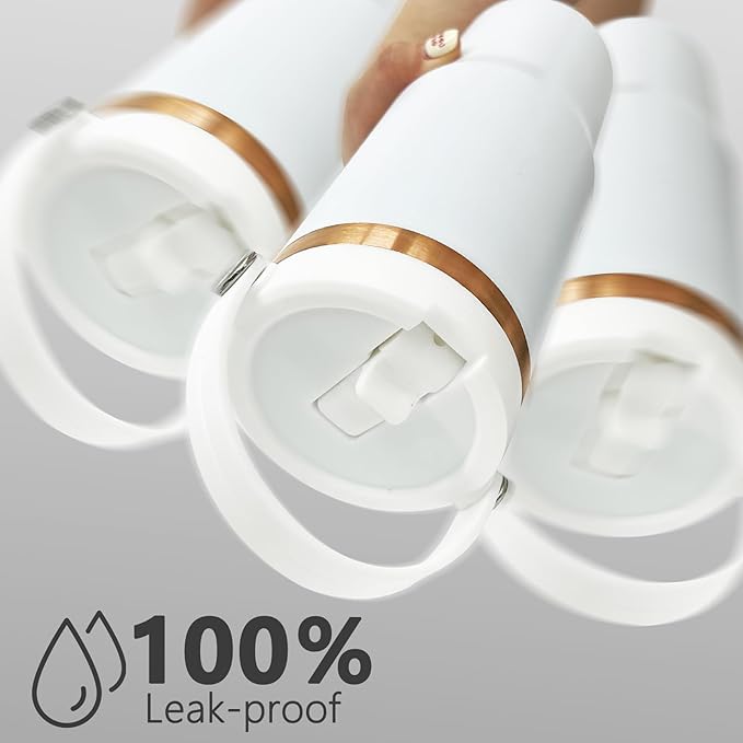 30 oz Tumbler with Handle and Straw, Vacuum Insulated Tumblers with Flip Straw and Top Handle, Leakproof Powder Coated Tumbler, Stainless Steel Travel Mug for Coffee Water (White, 1 Pack)