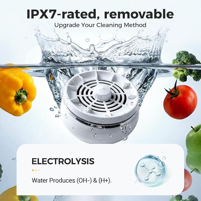 Fruit and Vegetable Washing Machine, Waterproof Fruit and Vegetable Cleaner, Rotatable Fruit and Vegetable Machine, The Fruit Cleaner Device Automatically Turns on in The Water (Khaki)
