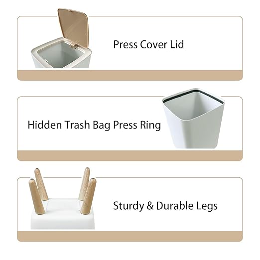 Small Trash Can with Lid Maldives Island Wastebasket with Press Cover Dog Proof Garbage Can Waste Bin for Kitchen Bathroom Nursery 2.6 Gallon