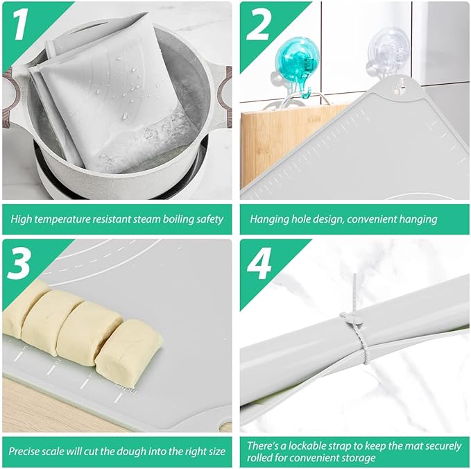 2 Pack Silicone Pastry Mat 24"*16" Extra Thick Non Stick Baking Mat