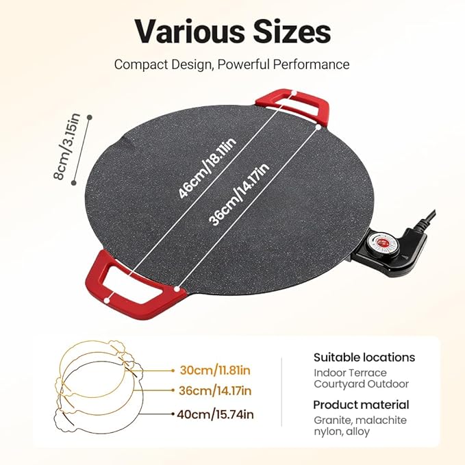 Electric Indoor Smokeless Non-stick Grill Pan, 2026 Upgraded Smokeless Indoor Electric Grill & Nonstick Griddle Compact & Versatile Cooking for Steaks, Pancakes, and BBQ (11 Inches)