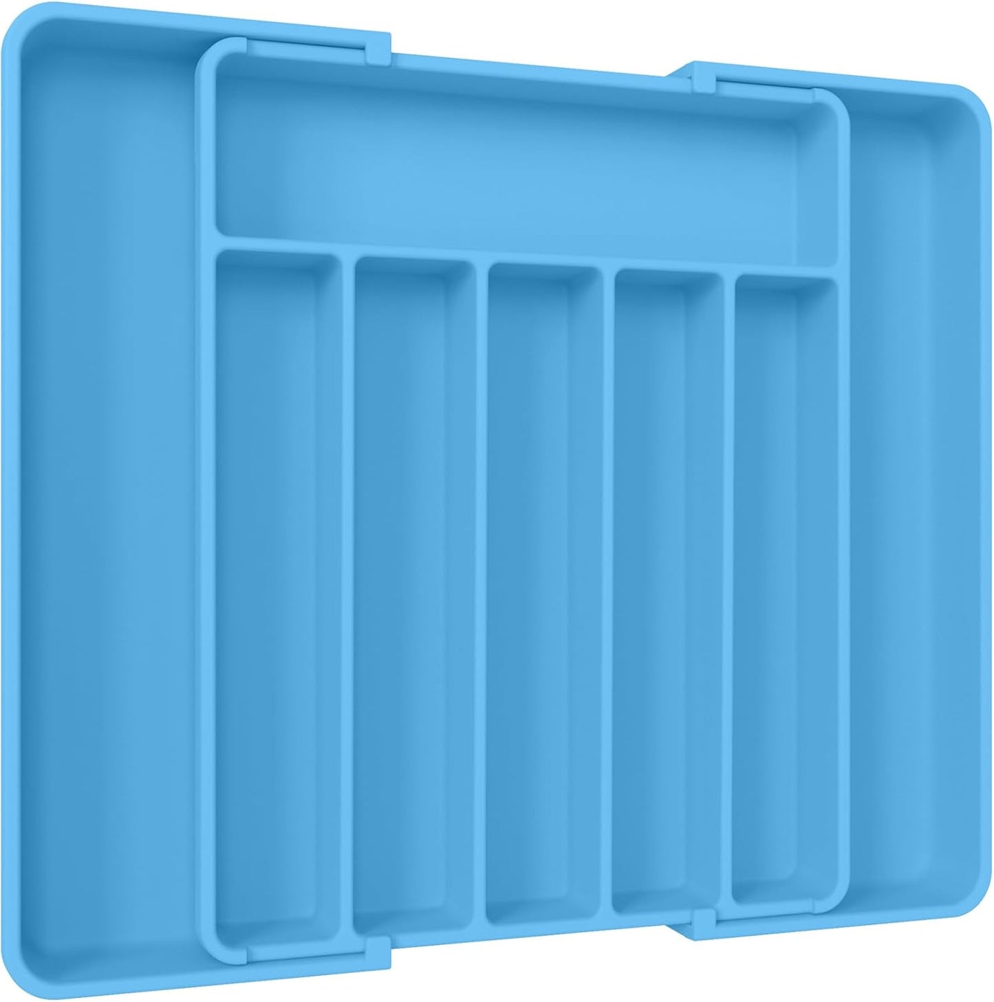 Aujen Silverware Organizer - Expandable Kitchen Drawer Organizer, Adjustable Utensil Organizer, Cutlery Tray for Forks, Knives, Multipurpose Kitchen Organizers and Storage Solution, Dark Blue, Large