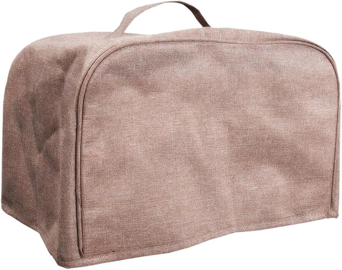 FLR Large 4 Slice Toaster Cover with Pockets, Can Hold Toaster Tongs and Knife, Dust-proof & Oil Proof, Fit Most Large Toasters. (Rice Coffee, 16' x 7.5' x 8')
