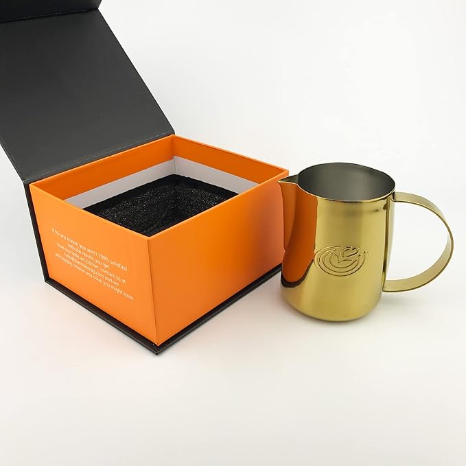 Barista Swag Curved Body Coffee Milk Frothing Cup for Espresso Machines Latte Art 500ml Steaming Pitchers (Mirror Gold)