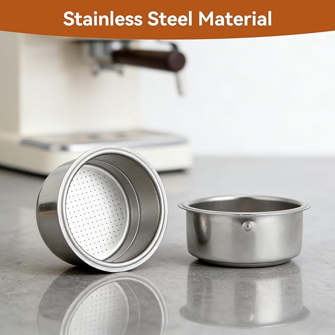 Stainless Steel Coffee Filter, 51mm Double Layer Pressurized Filter Basket Espresso Filter Basket Espresso Machine Parts for Portafilter Coffee Machine(Double Cup)