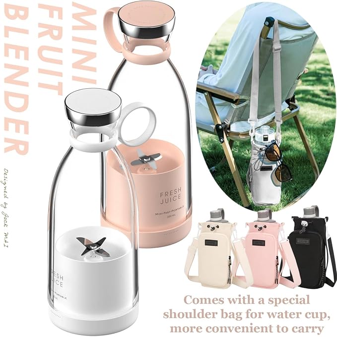 Upgraded Fresh Juice Blender Bottle Portable, Juicer Portable Blender Shake, 380ML USB/Magnetic Charging for Shakes and Smoothies, with Travel Cup and Lid (Black,USB charging)