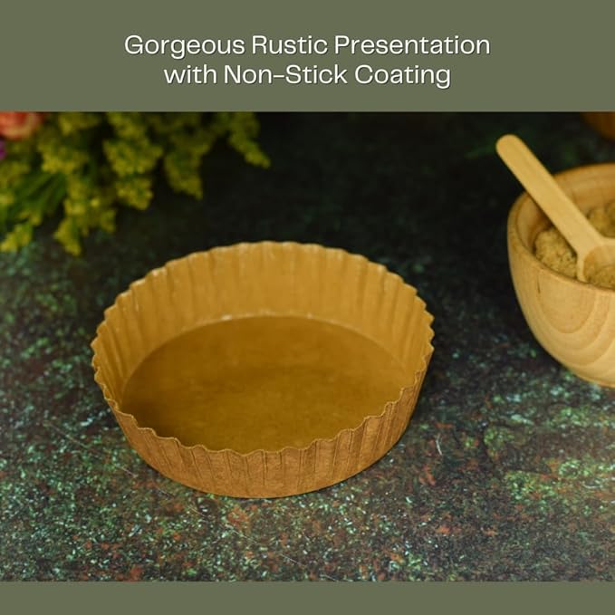85 Count - 8 Ounce Mini Decorative Disposable Tart Pans – Disposable Paper Baking Molds for Serving and Baking with Nonstick Coating