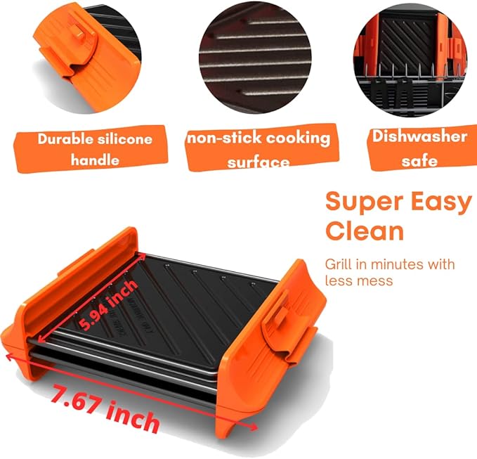 MACONEE Microwave Grill & Bacon Crisper - Panini Press, Sandwich Maker, and Crisping Tray for Fast, Crispy Meals