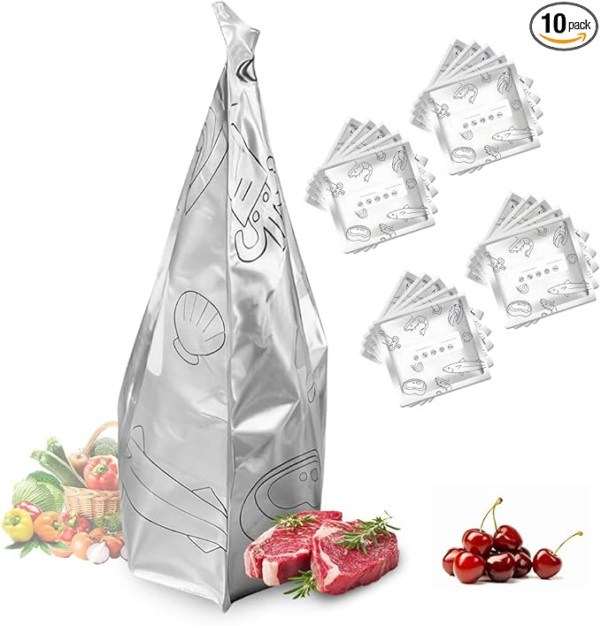 Reusable Aluminum Foil Sealable Storage Bags, 2026 New Resealable Vacuum Zipper Pouches, Stand Up Foil Sealable Bags with Label and Zip Lock for Kitchen (20, Medium)