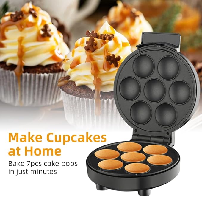 Household Cupcake Maker Electric Cupcake Machine 1000W Cake Pop Maker Non-Stick Surf Makes 6 Cup Cakes for Kids Breakfast Machine