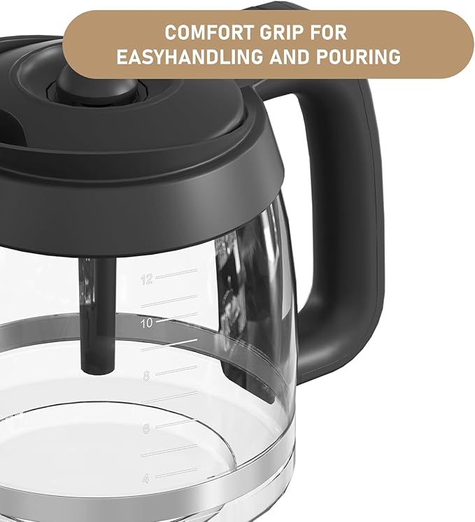 CE200 12-Cup Glass Coffee Pot Replacement Compatible with Ninja Coffee Brewer Maker Models CE251 CE201 CE201C CE200 CE200C Model# XGLSLID200