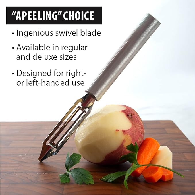 Rada Cutlery Deluxe Vegetable Peeler (R141), 2" Stainless Steel Swiveling Blade, Silver Handle