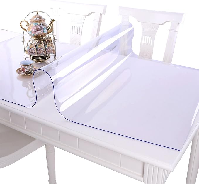 NECAUX Custom 12 x 20 Inch Clear Desk Cover Protector, 1.5mm Thick Plastic Desk Pad Mat, Table Cover Tablecloth Protector for Office Computer Writing Desk, Side Table, End Table, Night Stand, Dresser