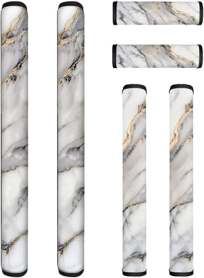 Refrigerator Door Handle Covers Set of 6, Antiskid for Fridge Oven Dishwasher Keep Your Kitchen Appliance Clean from Smudges, Food Stains for Home Decoration, White Grey Gold Marble