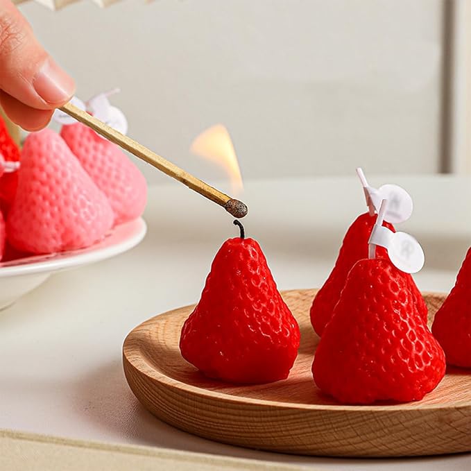 2 Set 4 Cavity 3D Strawberry Chocolate Mold Fruit Resin Molds Scented Candle Making Molds Strawberry Silicone Mold for Baking Dessert Molds Ice Cube Jello Cake Chocolate Truffle Mold Pastry