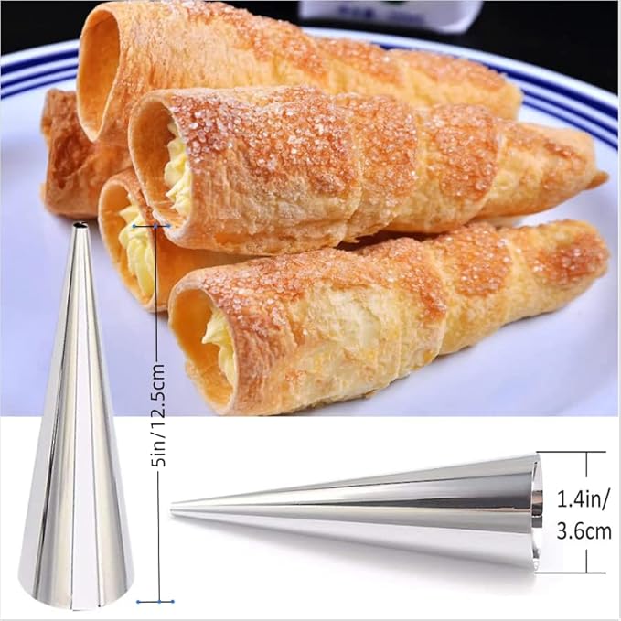 30 Pack Cream Horns Molud Set, Large Stainless Steel Canolis Forms Cannoli Kit for Baking Cannolis, Croissant Shell, Cream Roll Dessert, Safety Filled Edges